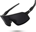 Wraparound polarized sports goggles, impact-resistant, UV shield, for mountain biking running fishing.
