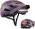 Mountain bike helmet for men and women, front and back LED lights, adjustable brim.