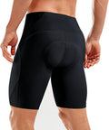 Women's cycling pants, 3D padded compression tight, long bike pants with wide waistband.
