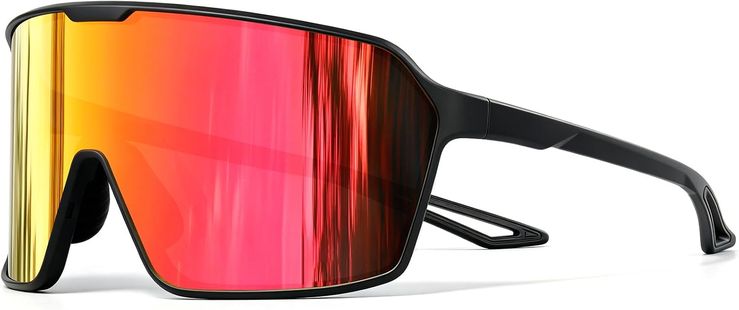 Performance cycling sunglasses, adjustable frame, polarized anti-glare, for baseball running hiking.