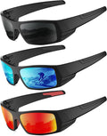 Wraparound polarized sunglasses, UV400, lightweight frame for golf cycling fishing.