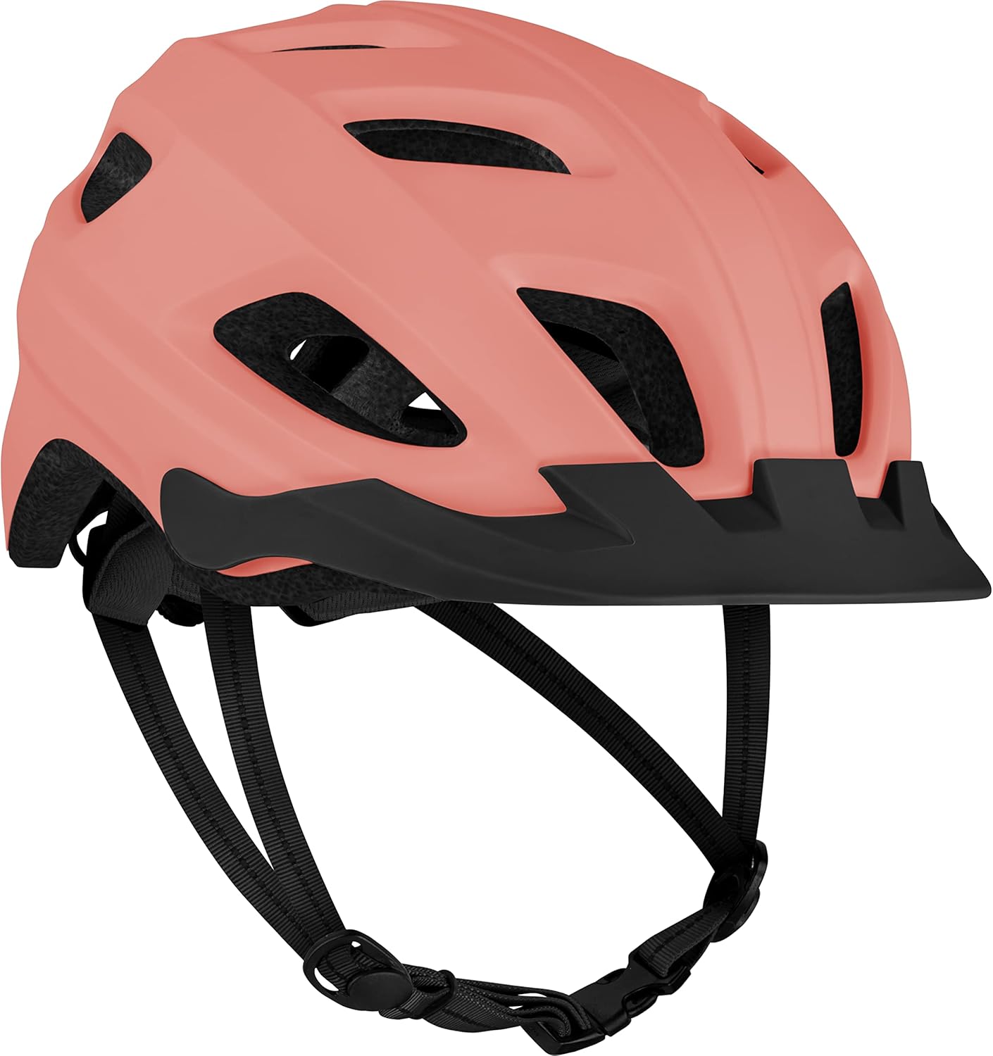 Bike helmet with LED safety light, adjustable dial, removable visor.