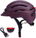 Adult bike helmet with USB rechargeable taillight, mountain and road.