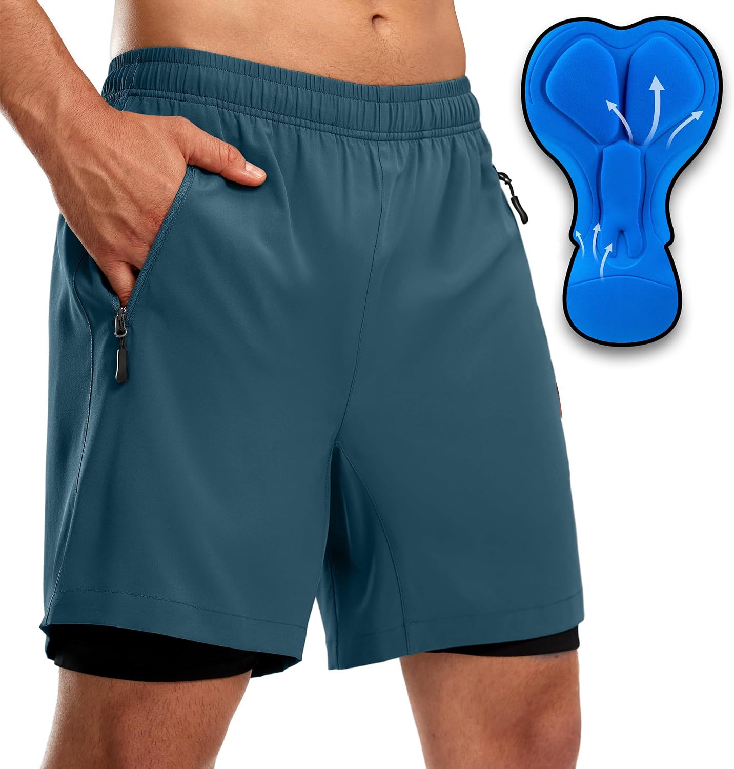 Cycling pants for men, 4D padded, UPF 50, long leggings, for mountain road bicycle.